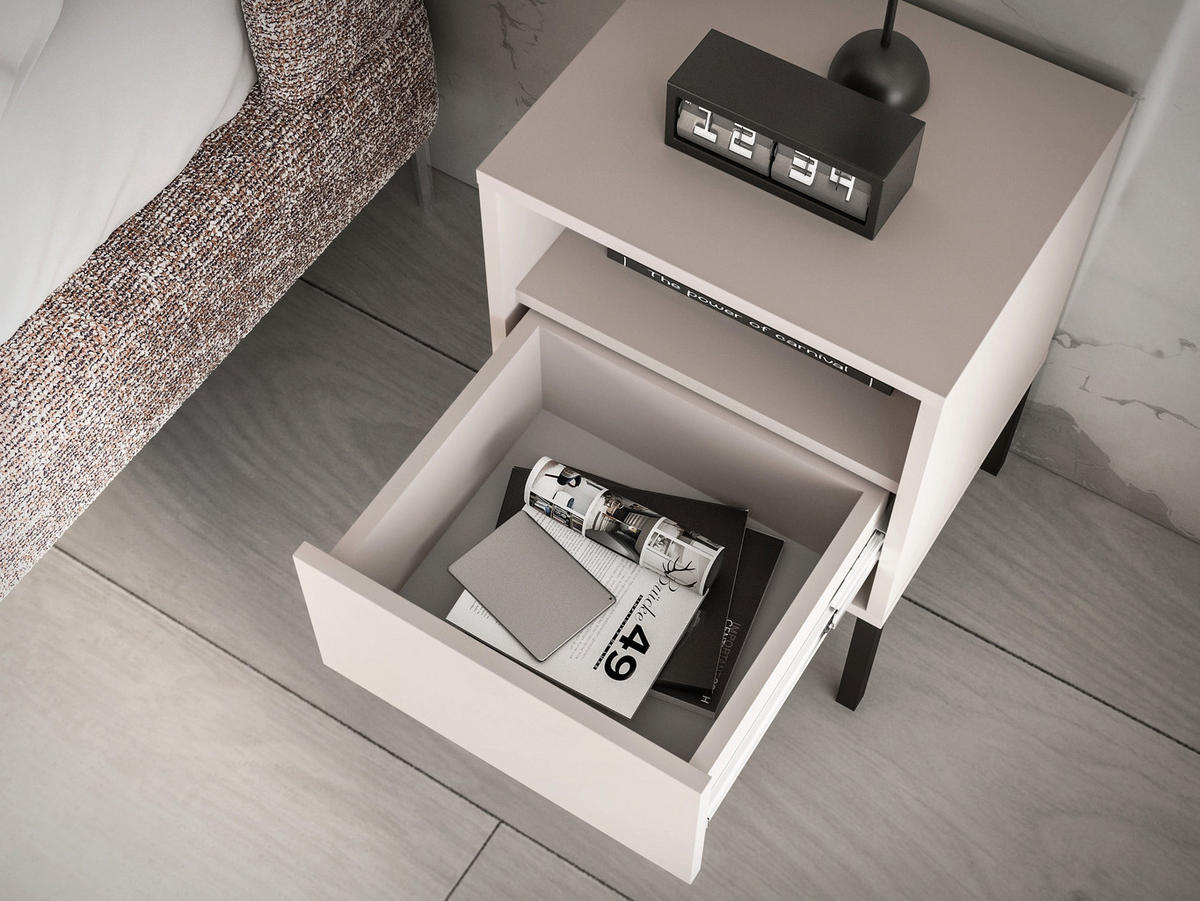 NACHTTISCH Barnee Kaschmir 40 cm - Taupe/Schwarz, Holzwerkstoff (40/53/34cm) - Selsey