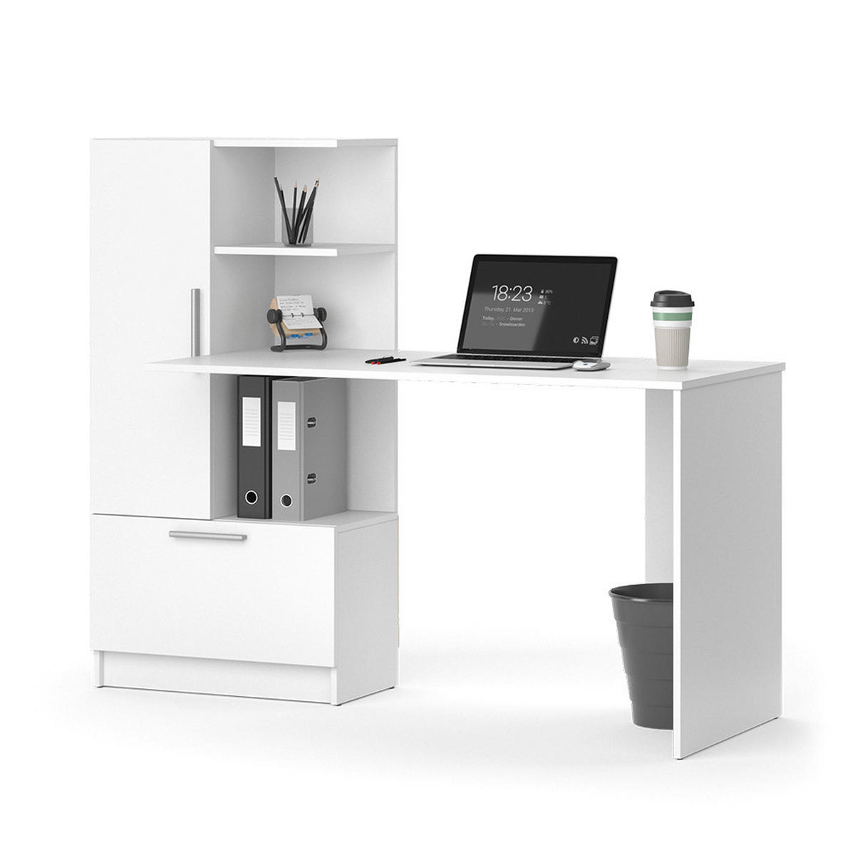 SCHREIBTISCH Tomy Weiß 150 x 59.3 cm - Weiß, Holzwerkstoff (59.3/150/120.1cm) - Vicco