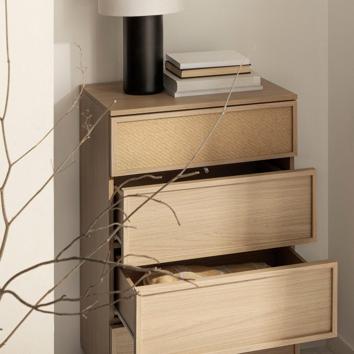 SCHUBLADENSCHRANK Bora Natürlich 60 cm x 100 cm - Naturfarben, Holzwerkstoff (60/100/40cm) - Klast Home