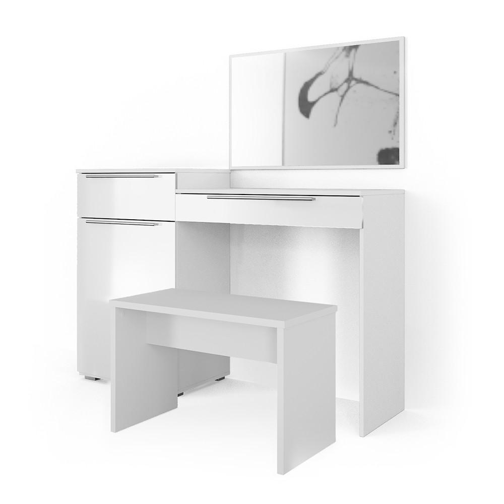 SCHMINKTISCH Lilli Weiß 135 cm mit Bank - Weiß, Holzwerkstoff (135/90/39cm) - Vicco