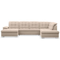 WOHNLANDSCHAFT Jamaal Beige Velours linksseitig - Beige/Schwarz, Textil (330/106/212cm) - Selsey