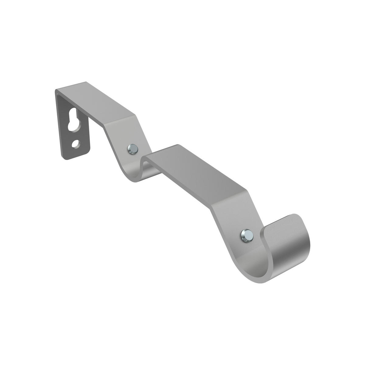 TRÄGER FÜR GARDINENSTANGEN 16 mm Ø, Hera 2-läufig, Silbergrau - Alufarben, Metall (14.4/4.4/1.6cm) - INTERDECO