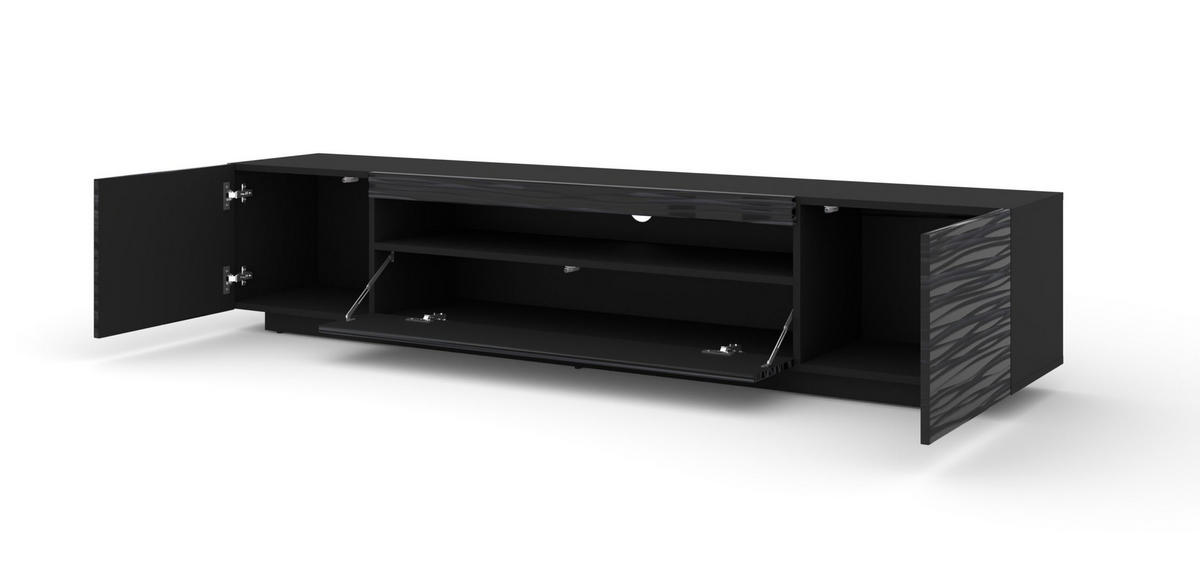 TV LOWBOARD Schwarz 200/42/37 - Anthrazit/Schwarz, Holzwerkstoff (200/42/37cm) - RAUMHIRSCH FURNITURE