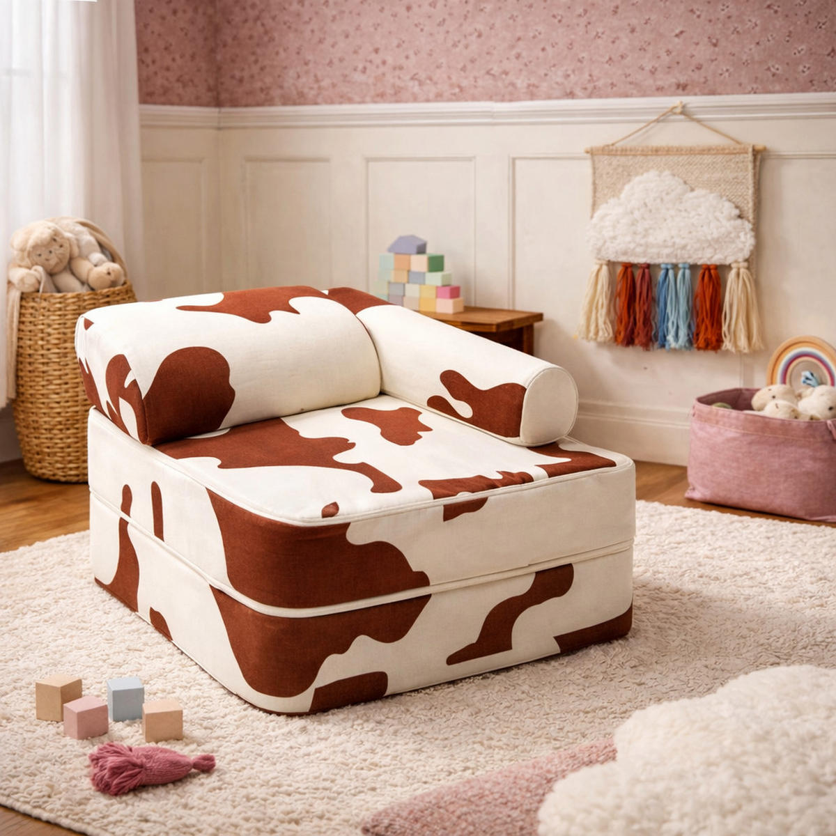MODULARER Kindersessel Kuh – weicher Spiel- und Loungesessel für Kinder - Braun, Textil (60/50/60cm) - Bees & Blooms