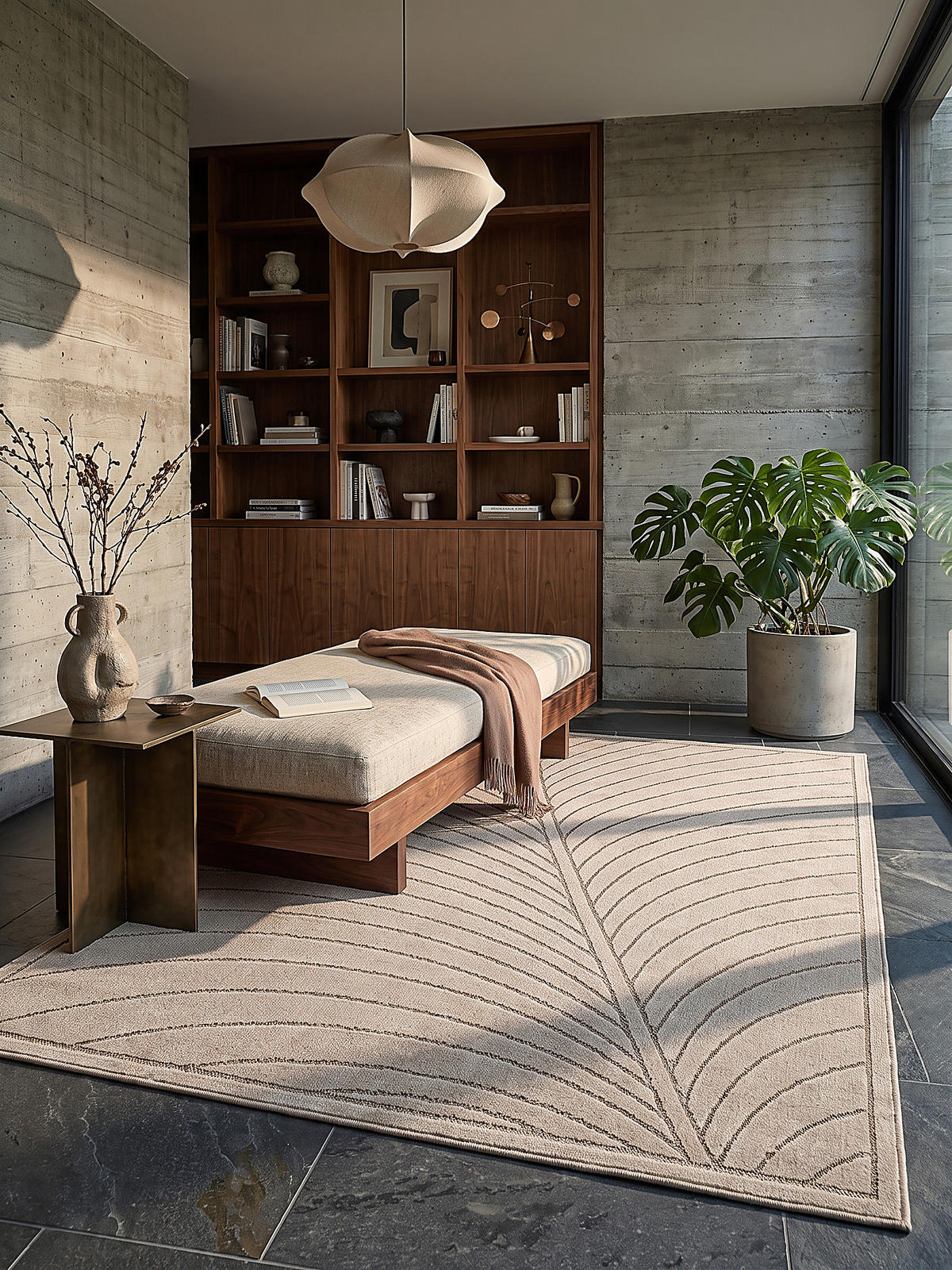 TEPPICH Outdoor, Fußbodenheizung-geeignet, mit Blattmotiv, aus Polypropylen, ENGADIN in Beige, 140 x 200 cm - Beige, Textil (140/200cm) - KADIMA DESIGN
