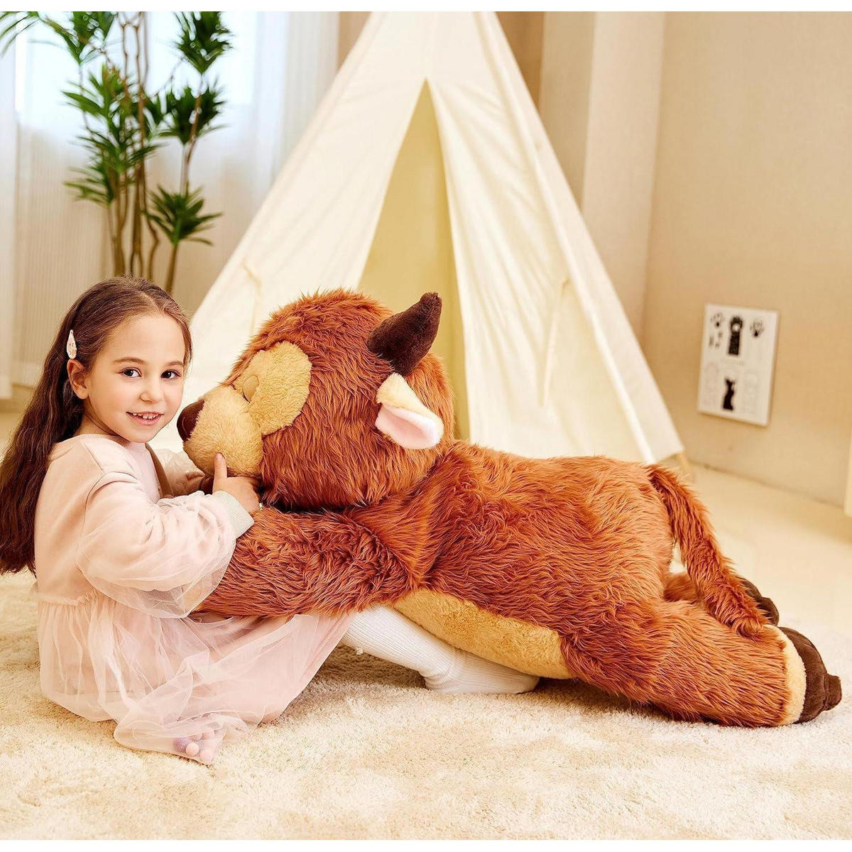 STOFFTIER Hochlandkuh 85 cm - Braun, Textil (35/85cm)