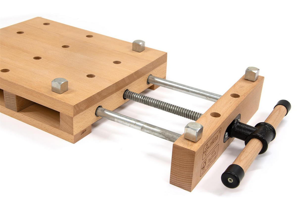HOBELBANK Tragbare mit Schraubstock FSC Buchenholz 47/29/7 cm - Braun, Holz (29/7/47cm) - Rikta