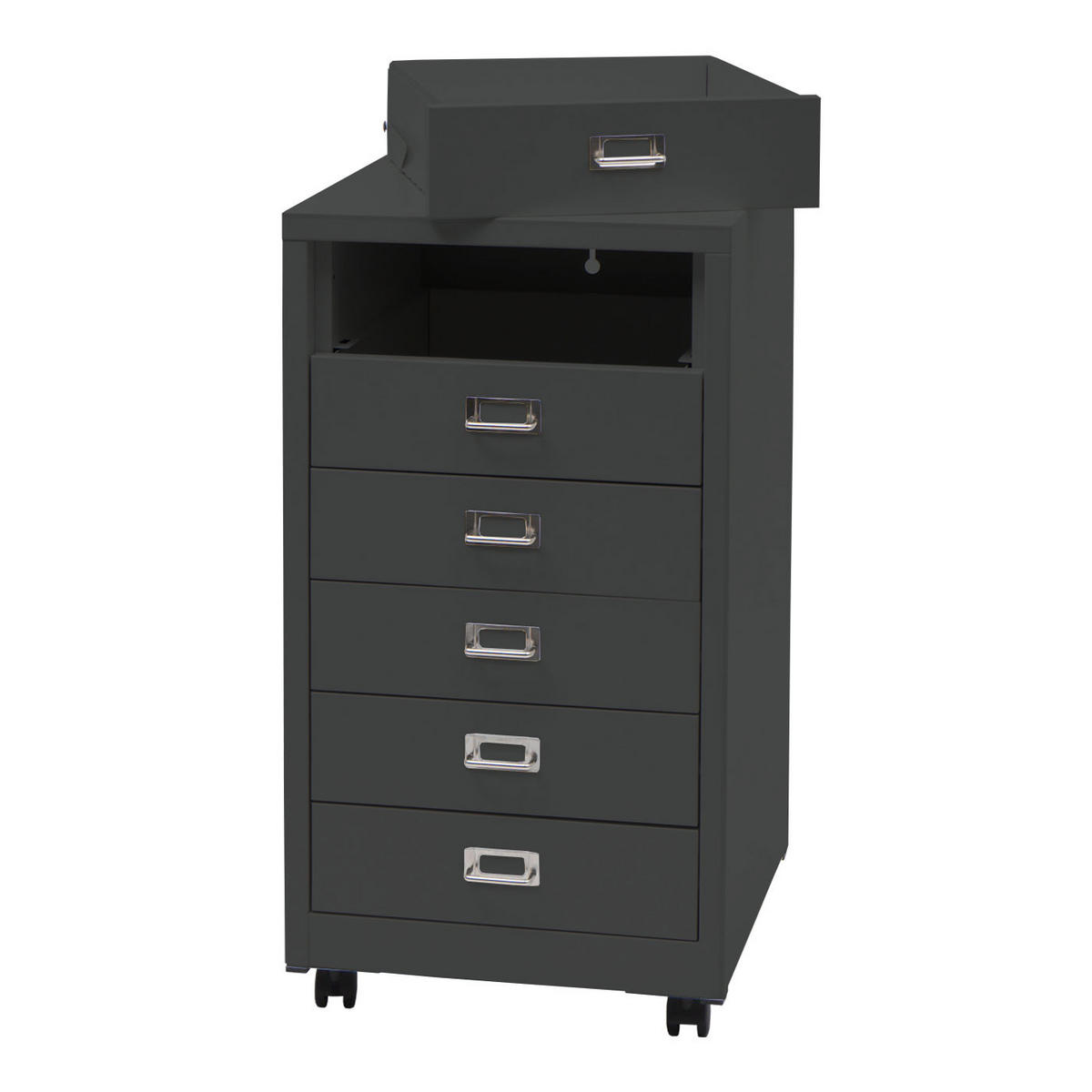 ROLLCONTAINER 75x40x41cm Metall 6 Schubladen Dunkelgrau - Dunkelgrau, Metall (40/75/41cm) - PROREGAL