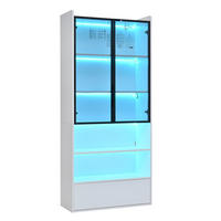 VITRINE Weiß mit Glastüren, einer Schublade und App-gesteuerter LED-Beleuchtung 80 × 34 × 180 cm aus MDF und Glas - Weiß, Holzwerkstoff (80/180/34cm) - Luhomfu