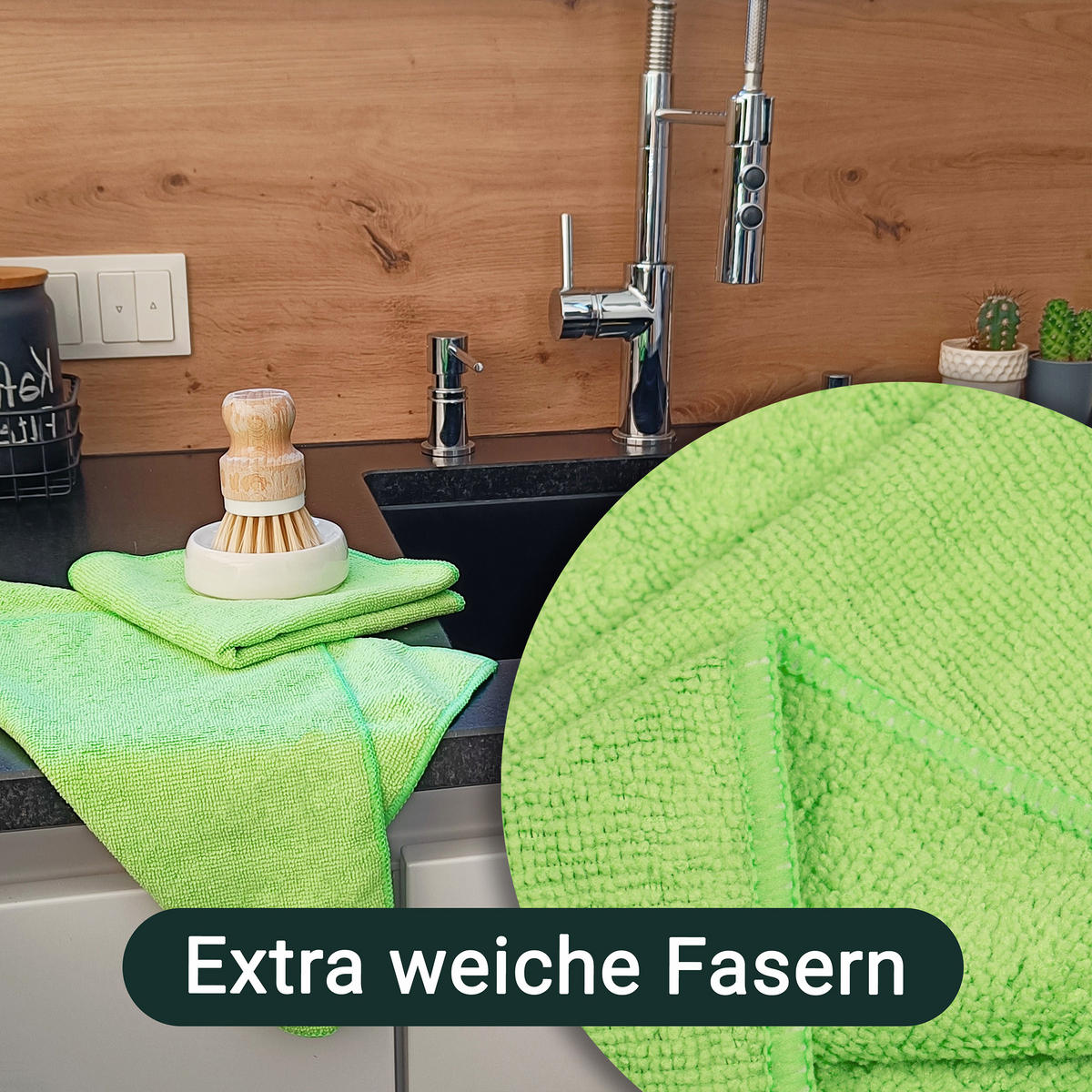 REINIGUNGSTÜCHER, 10er-Set, 32x32 cm, 80% Polyester, 20% Polyamid, farblich sortiert - Grün, Textil (32/32cm) - Zollner