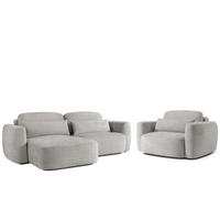 SITZGARNITUR ELOSA - Hellgrau, Holz/Textil (245/85/165cm) - KONSIMO®