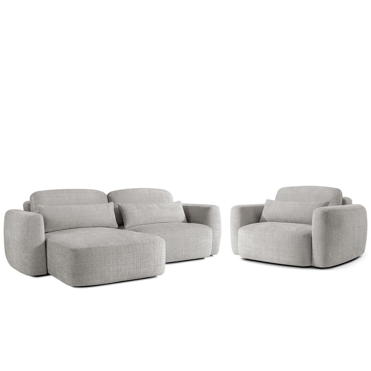 SITZGARNITUR ELOSA - Hellgrau, Holz/Textil (245/85/165cm) - KONSIMO®