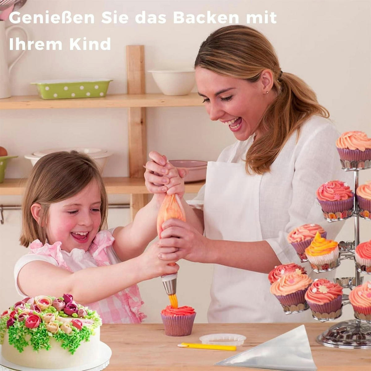 SPRITZBEUTEL Set 6-teilig mit Edelstahl-Tüllen - Silberfarben, Metall (23/40/40cm)