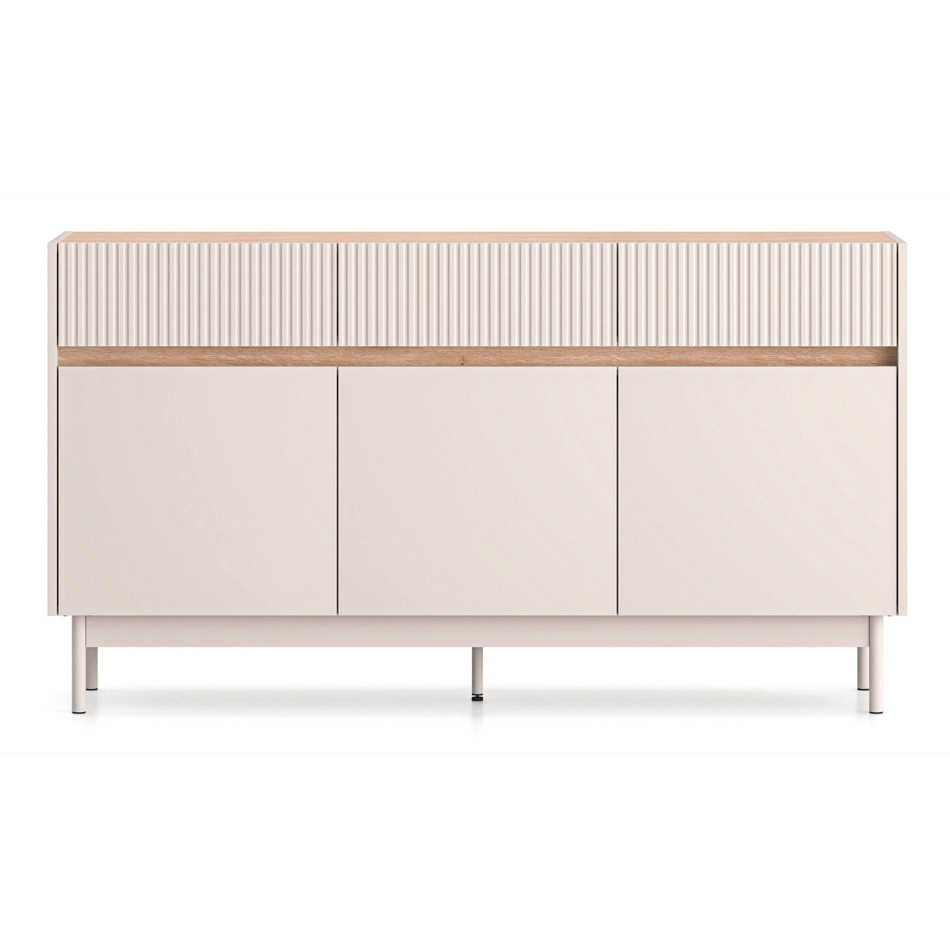 SIDEBOARD Dunea Kaschmirgrau/Eichenholzoptik 154 cm - Taupe, Holzwerkstoff/Metall (154/85/40cm) - Selsey