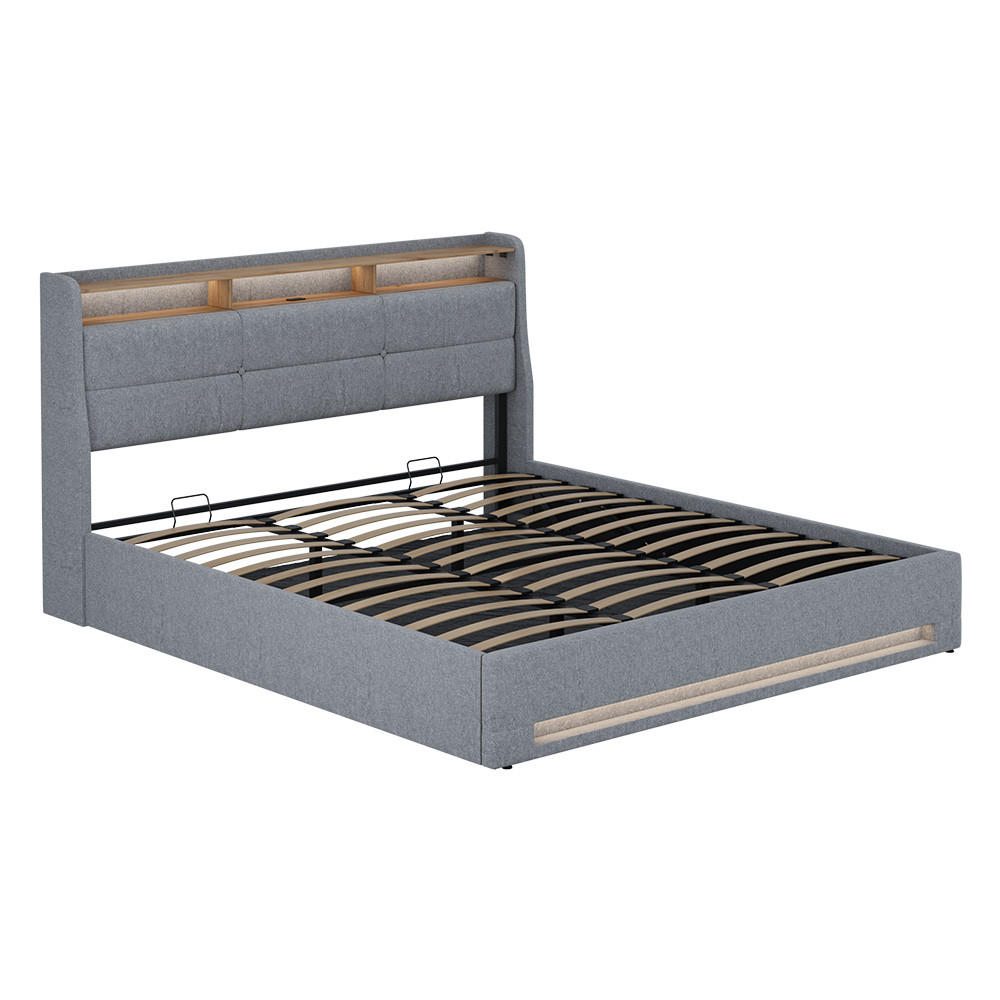 ČALOUNĚNÁ POSTEL Christin Šedá/dubová - šedá, kompozitní dřevo - VitaliSpa