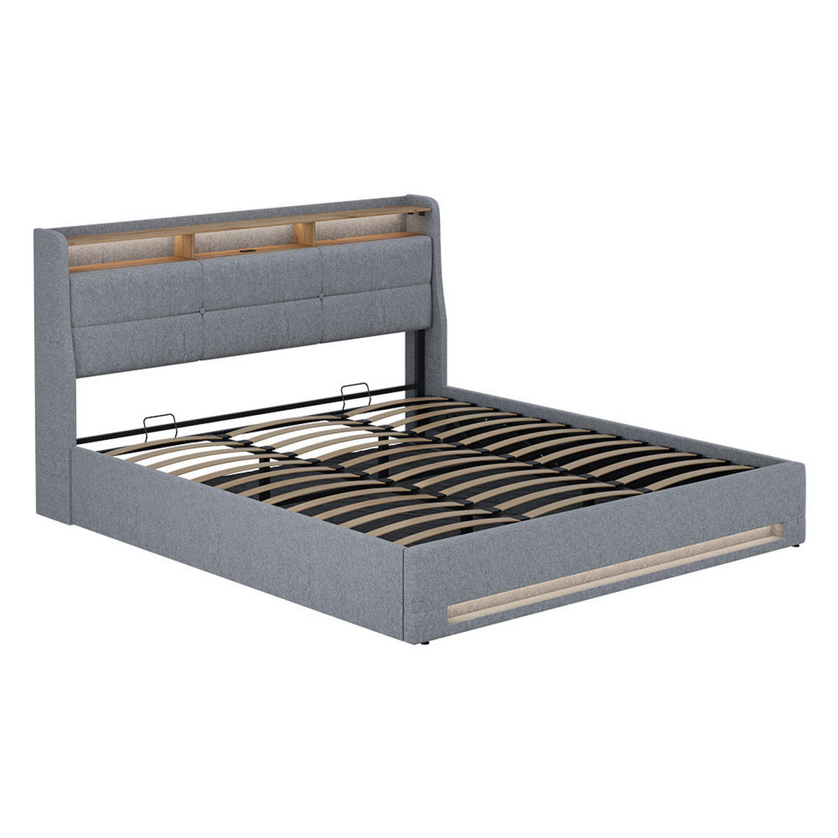 ČALOUNĚNÁ POSTEL Christin Šedá/dubová - šedá, kompozitní dřevo - VitaliSpa