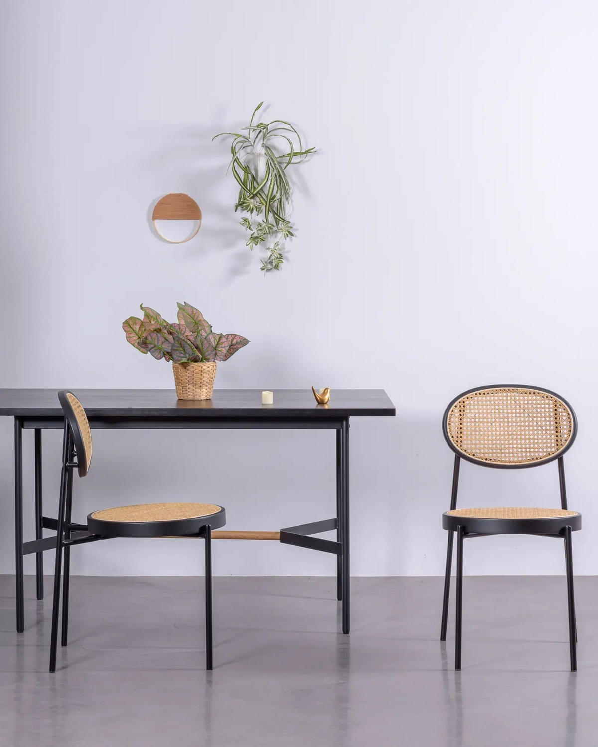 STÜHL-SET 4 Stück Naturmaterialien Schwarz - Schwarz, Naturmaterialien (43/84/53cm) - Nest Dream