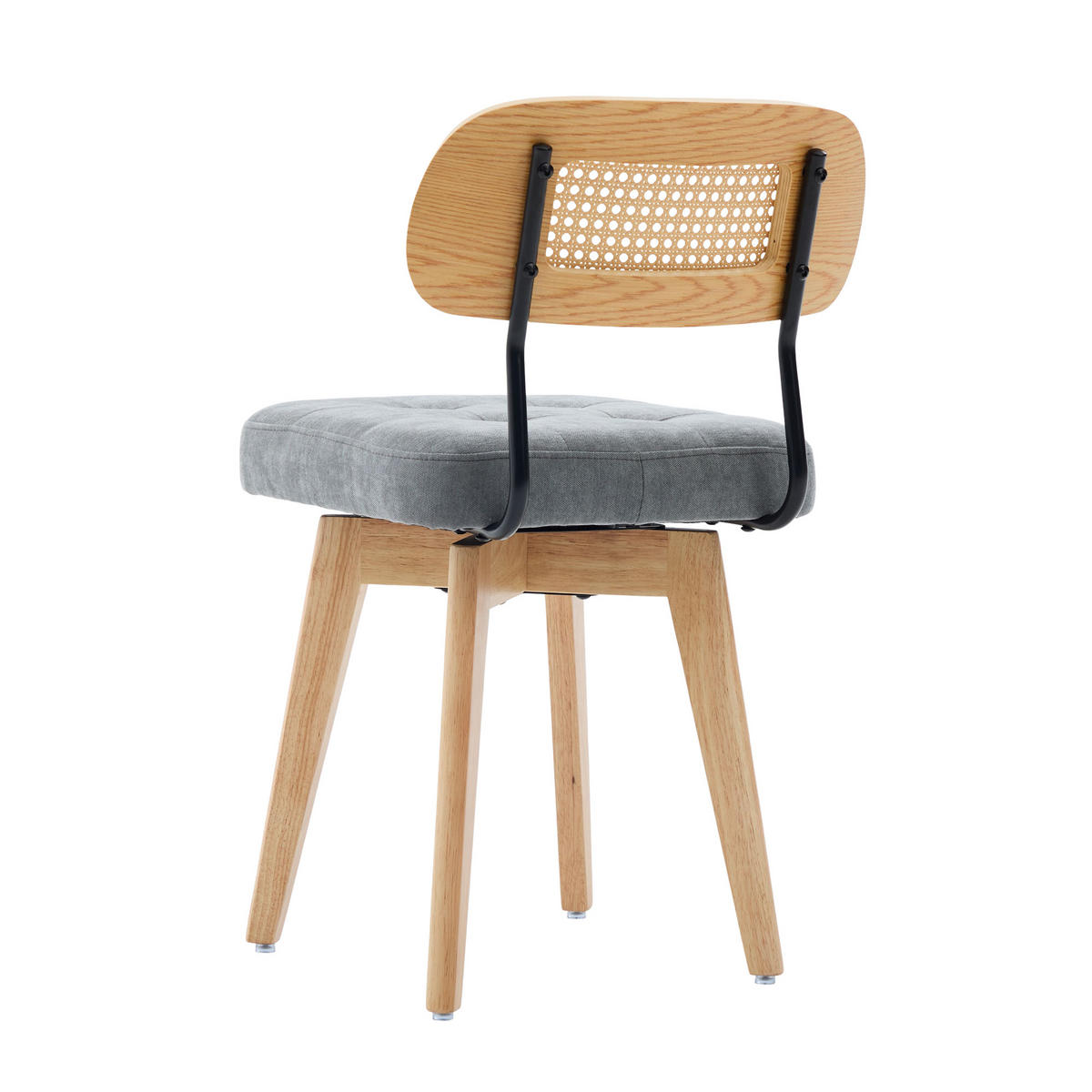 ESSZIMMERSTUHL 2er Set 360° drehbar, Wiener Geflecht, Chenille, Massivholz, Grau - Eichefarben/Grau, Holz/Textil (43/77/50cm) - LVHOM
