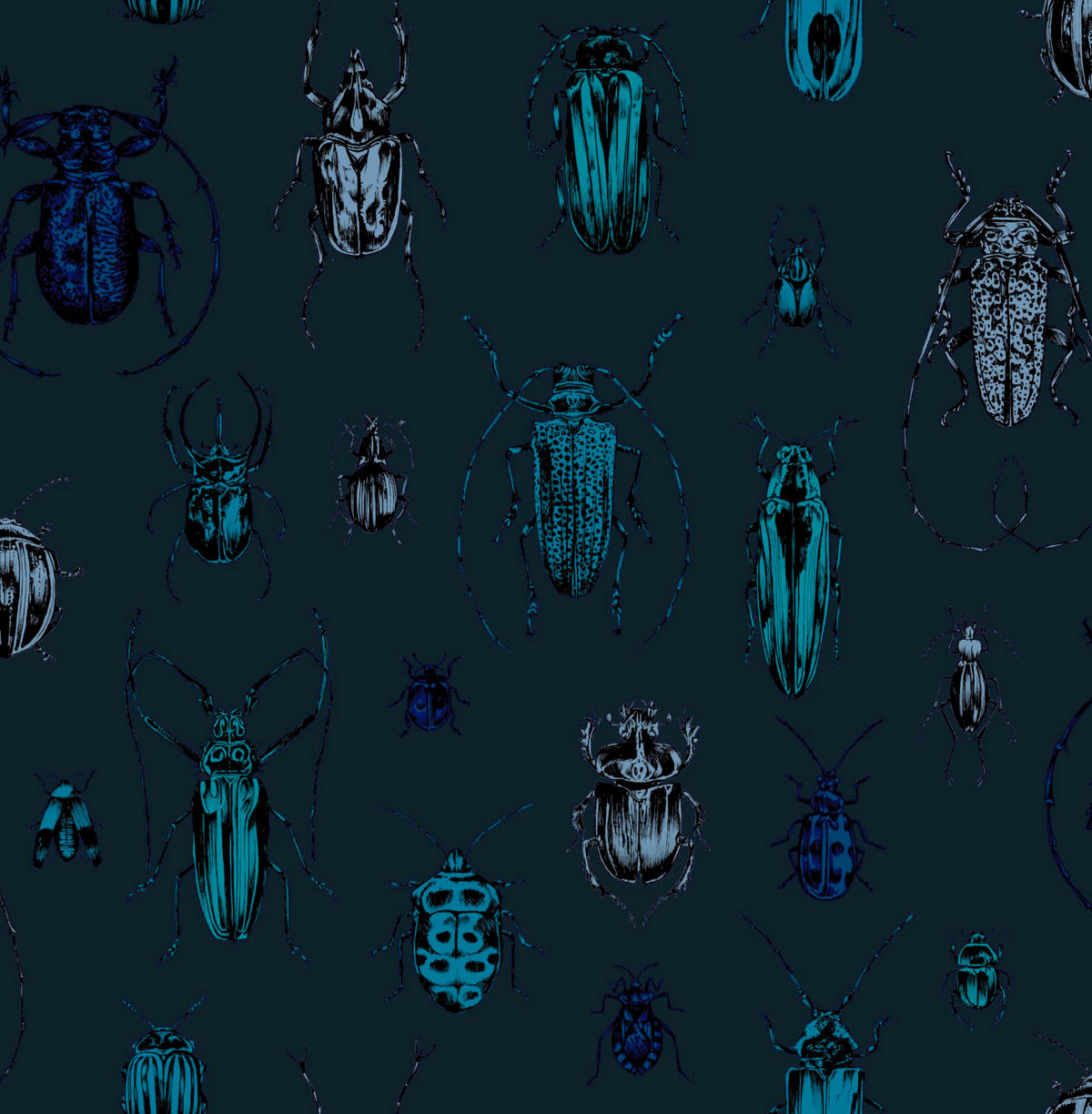 VLIESTAPETE Bugs 1000x52cm - Blau, Papier/Kunststoff (52/1000cm) - Superfresco Easy