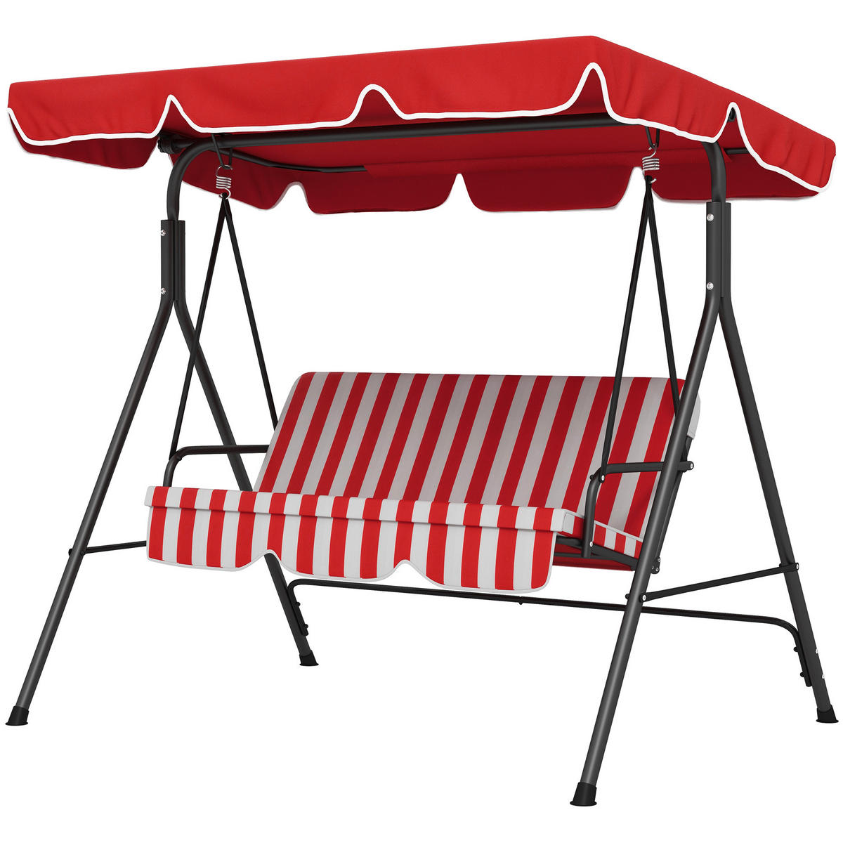HOLLYWOODSCHAUKEL DE-15264 3-Sitzer mit verstellbarem Dach Rot - Rot, Metall (110/153/172cm) - ComfortXL