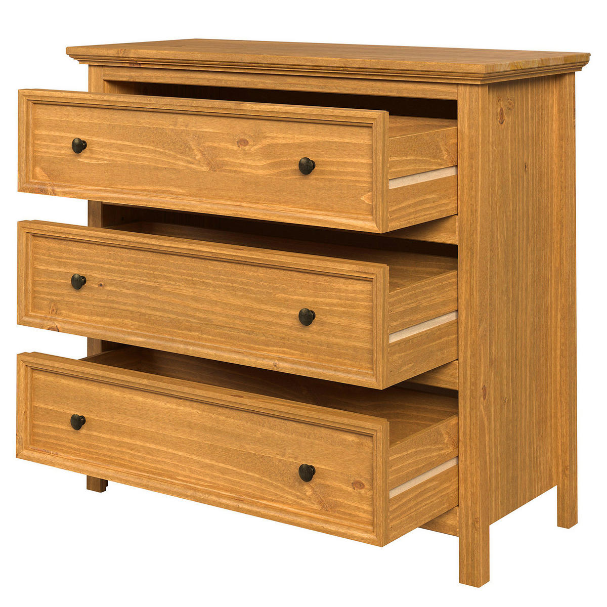 MASSIVE KOMMODE - Massivholz - Natur - Braun/Kieferfarben, Holz/Metall (96/89/42cm) - home24