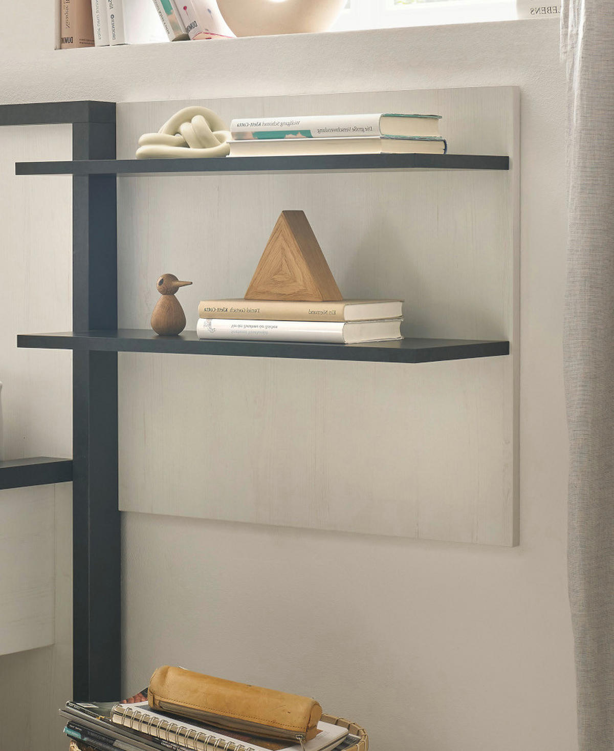 WANDPANEEL weiß Pinie, anthrazit Landhaus, Wandboard 60 x 54 cm - Anthrazit/Weiß, Holzwerkstoff (60/54/22cm) - Furn.Design