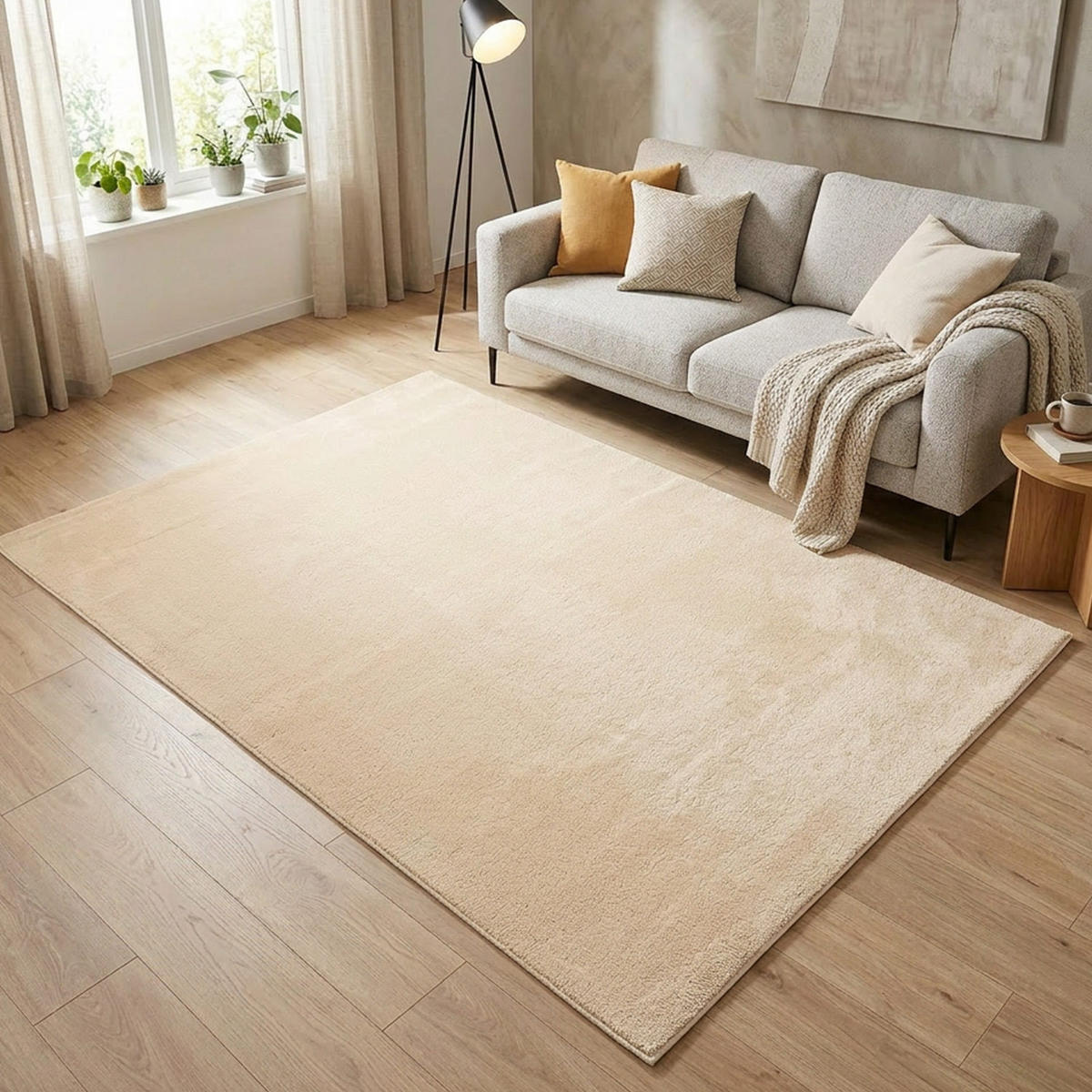 KURZFLOR-TEPPICH Waschbar Calma 200 Beige 200x280 cm - Beige, Kunststoff/Textil (200/280cm) - carpet city