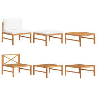 GARTEN-LOUNGE-SET 3-teilig Mit Creme Kissen Teakholz - Creme, Holz - vidaXL