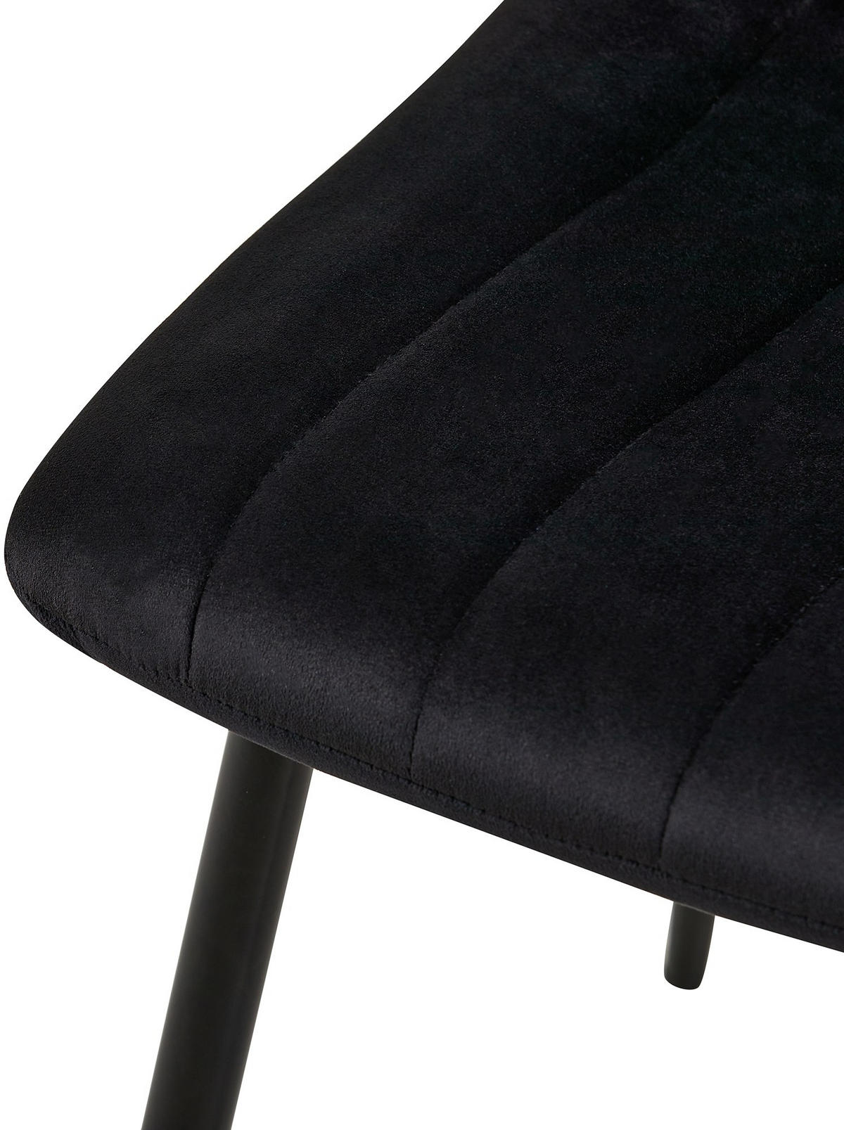 STUHL 4er Set Samt Schwarz - Schwarz, Textil/Metall (45/88/53cm) - CLP