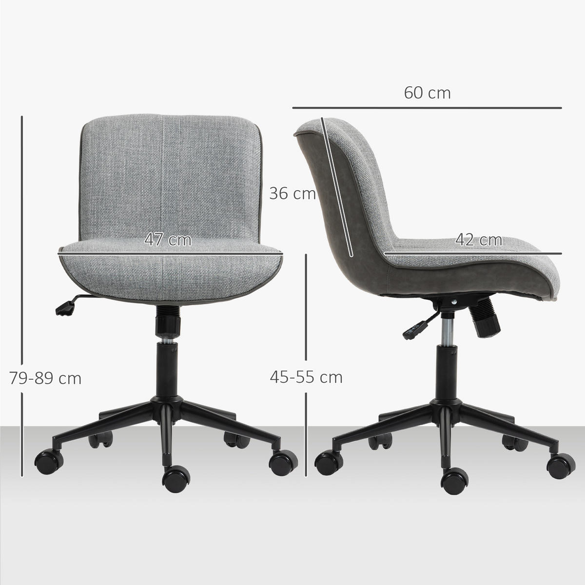 BÜROSTUHL mit Wippfunktion, Dunkelgrau - Dunkelgrau, Kunststoff (47/89/60cm) - HOMCOM
