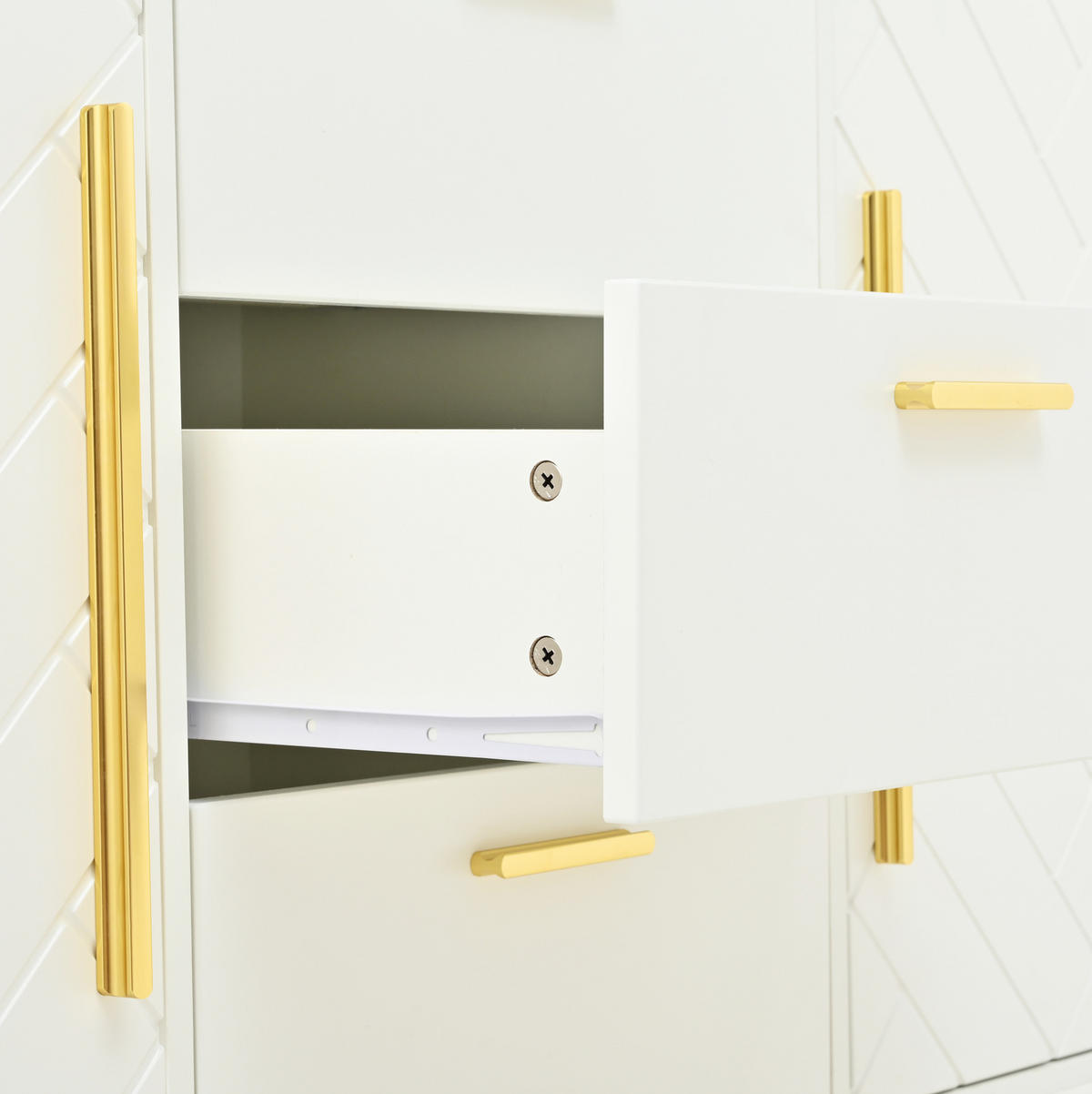 SIDEBOARD mit 3 Schubladen 2 Türen MDF Weiß - Weiß, Holzwerkstoff (145/75/40cm) - Meubliv
