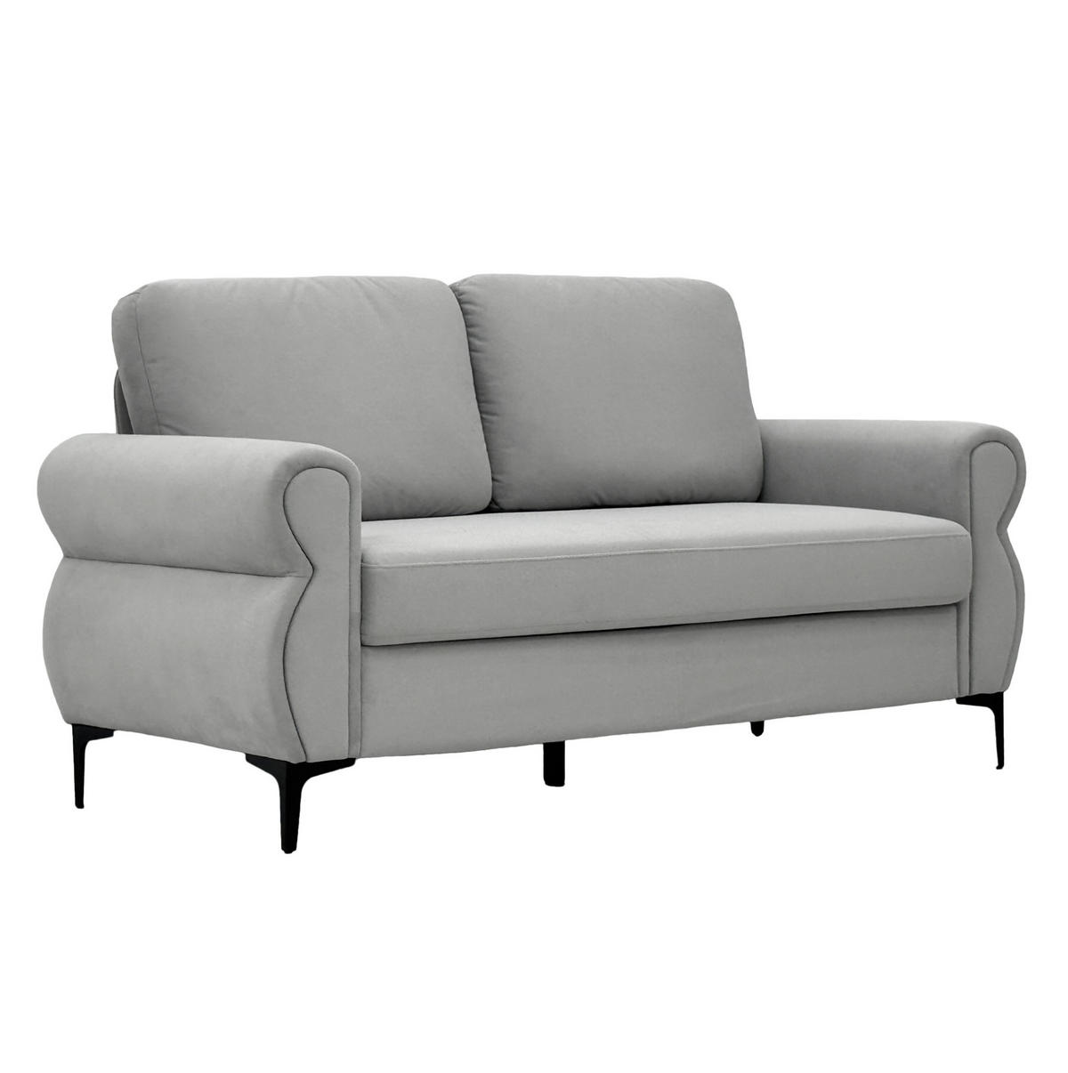 SOFA kompakt 173,5 cm Metall-Holz Light Grey - Hellgrau, Holzwerkstoff (173.5/92/81cm) - Meubliv