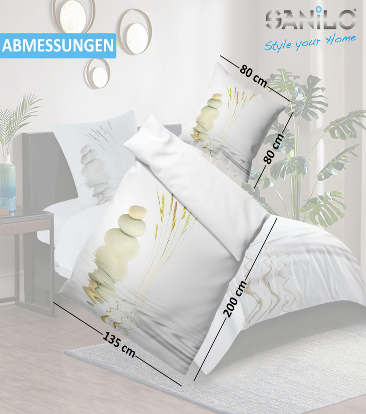 BETTWÄSCHE 2-teilig Balance - Weiß, Naturmaterialien (135/200cm) - Sanilo