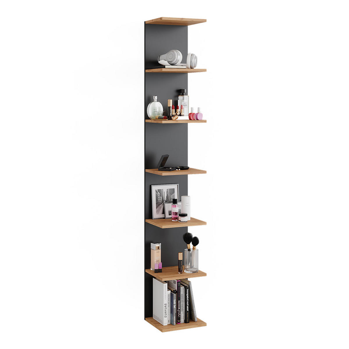 WANDREGAL Paolo Anthrazit 30 x 190 cm - Honigeiche/Anthrazit, Holzwerkstoff (30/190/28cm) - Vicco