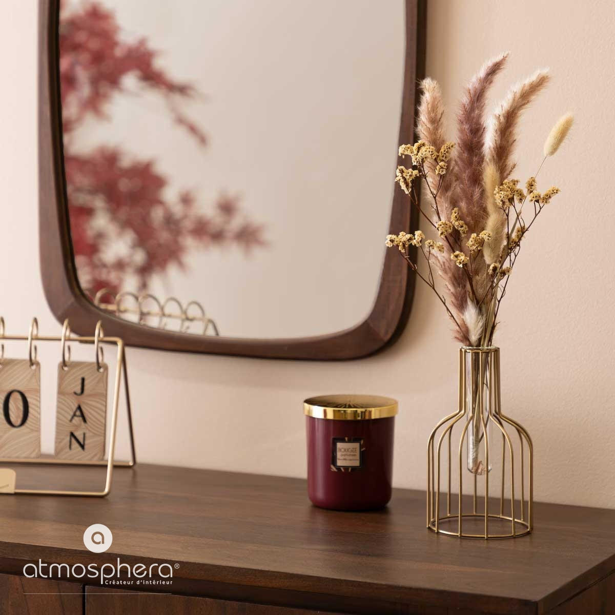 VASE Gestell mit getrockneten Pflanzen 40 cm - Goldfarben, Metall (40cm) - Atmosphera Createur d´interieur