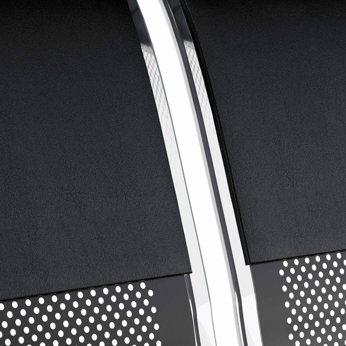 WARTEBANK Metall Schwarz/Schwarz - Chromfarben/Schwarz, Textil/Metall (355/80/63cm) - CLP