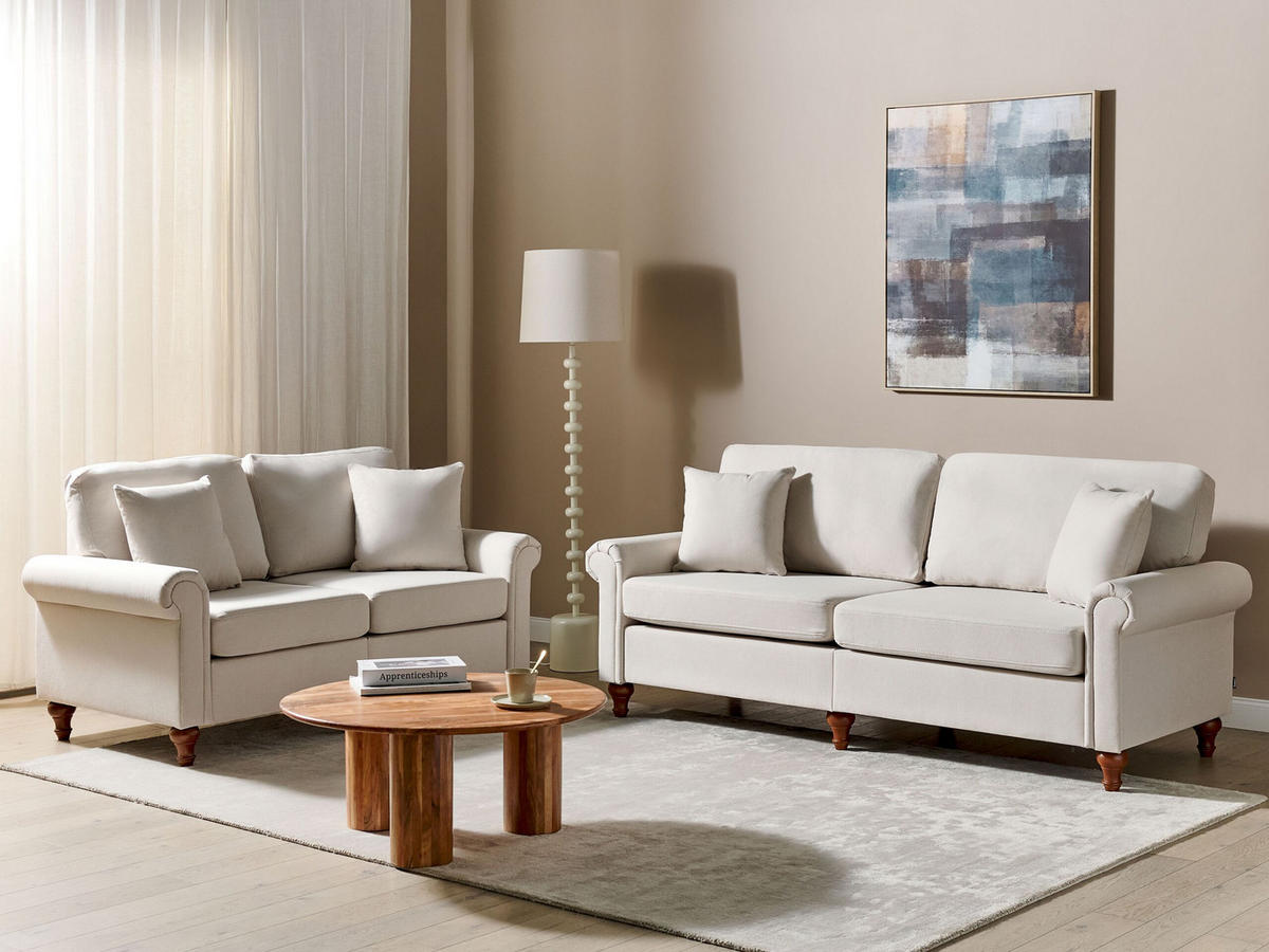 5-SITZER SOFA SET Polyester Beige Otra - Beige, Textil (76/84/195cm) - Beliani