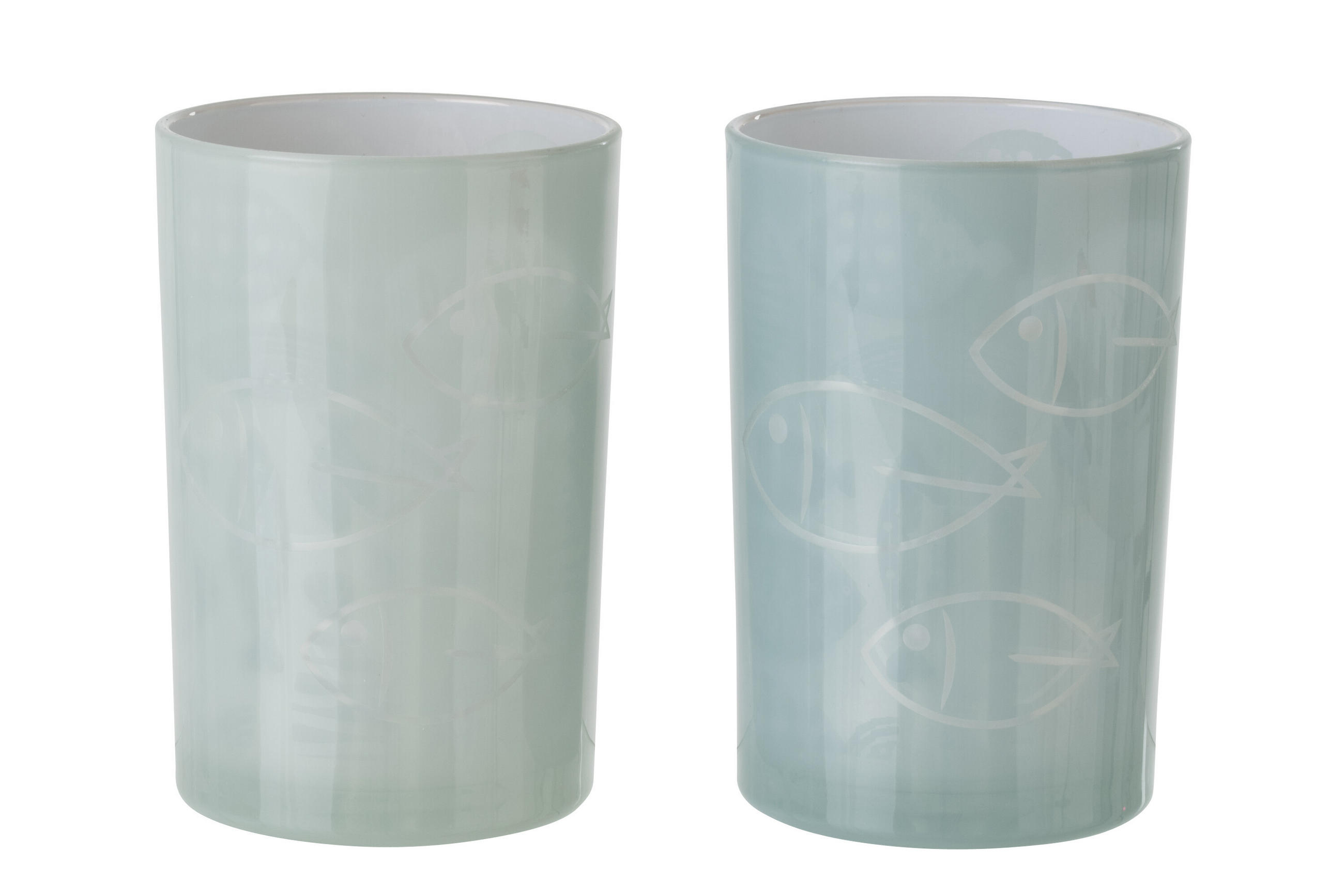 WINDLICHT FISCH (2ER SET) - Grau, Glas (12/18cm) - J-Line