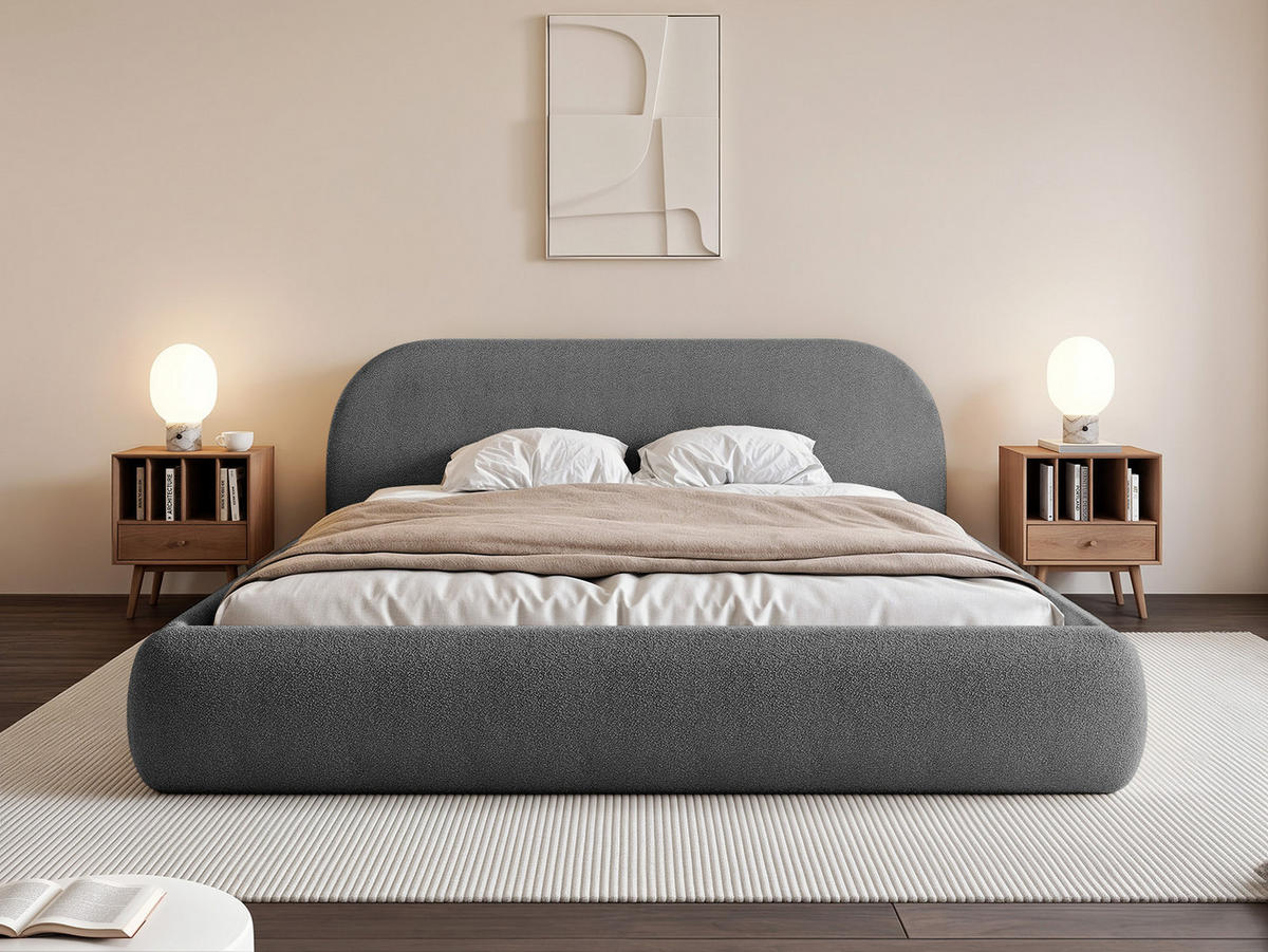 POLSTERBETT Lloret 160x200 cm, Graphit - Schwarz, Textil (200/160cm) - Fedve