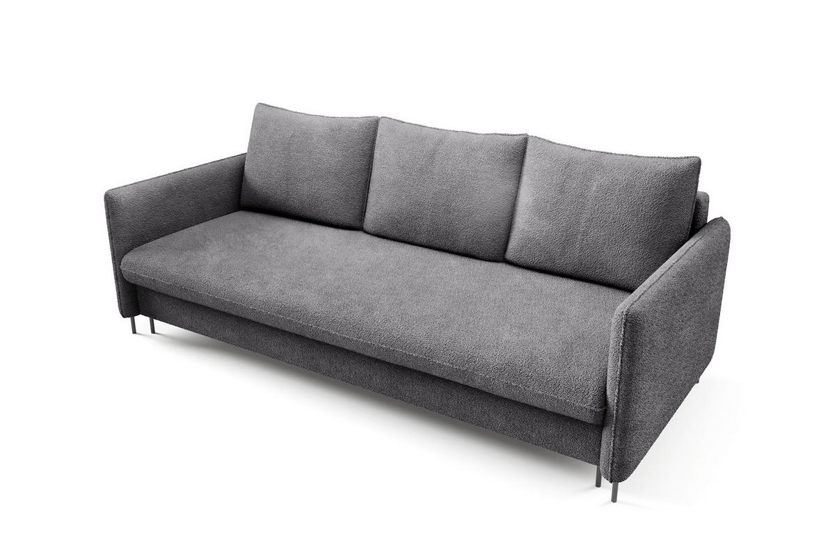 SCHLAFSOFA Belis Boucle in Grau - Grau, Holzwerkstoff/Textil (216/95/91cm) - Bettso