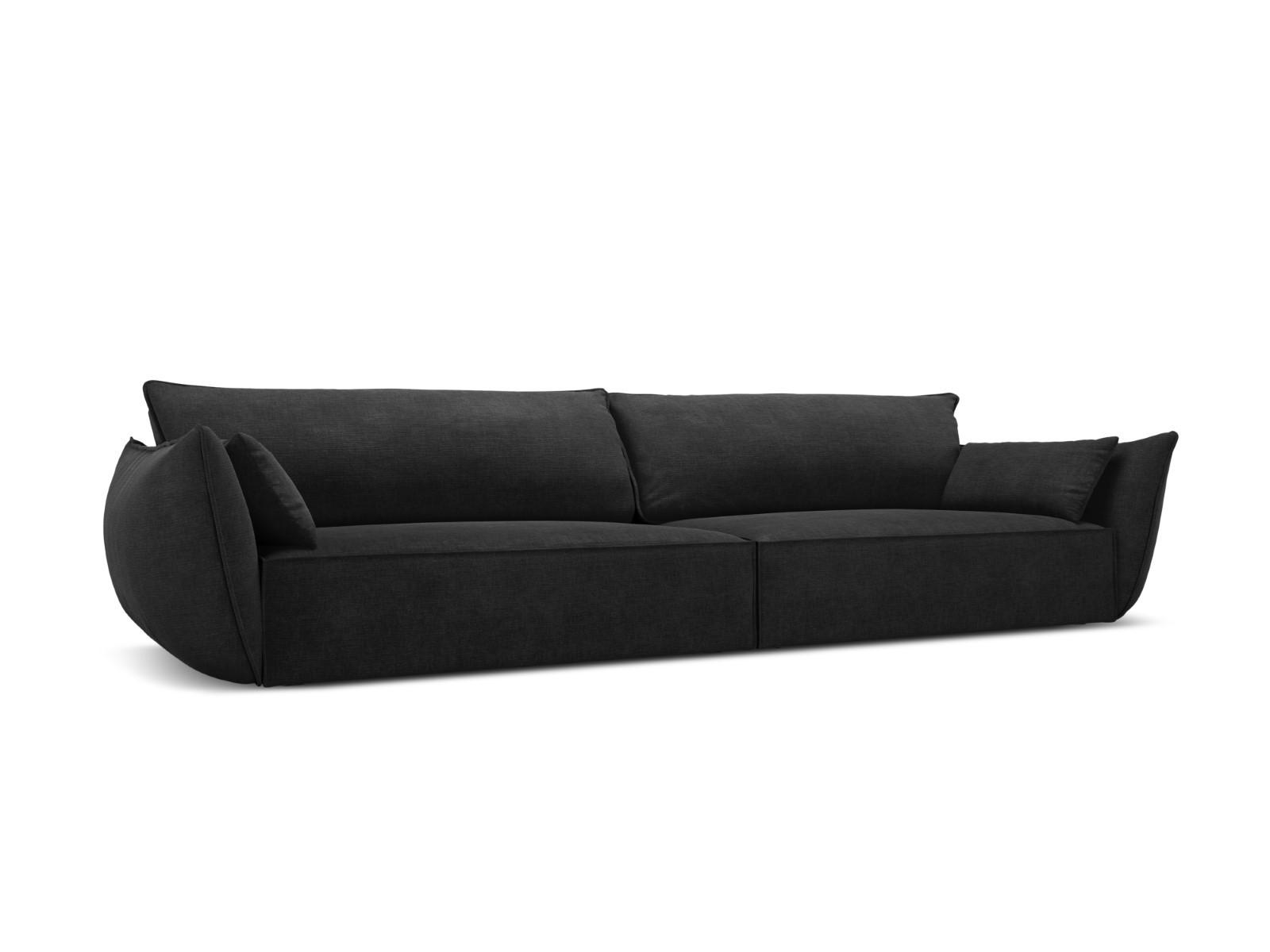 SOFA Kaelle aus Chenille-Stoff schwarz 4 Sitzplätze - Schwarz, Textil (110/85/248cm) - Micadoni