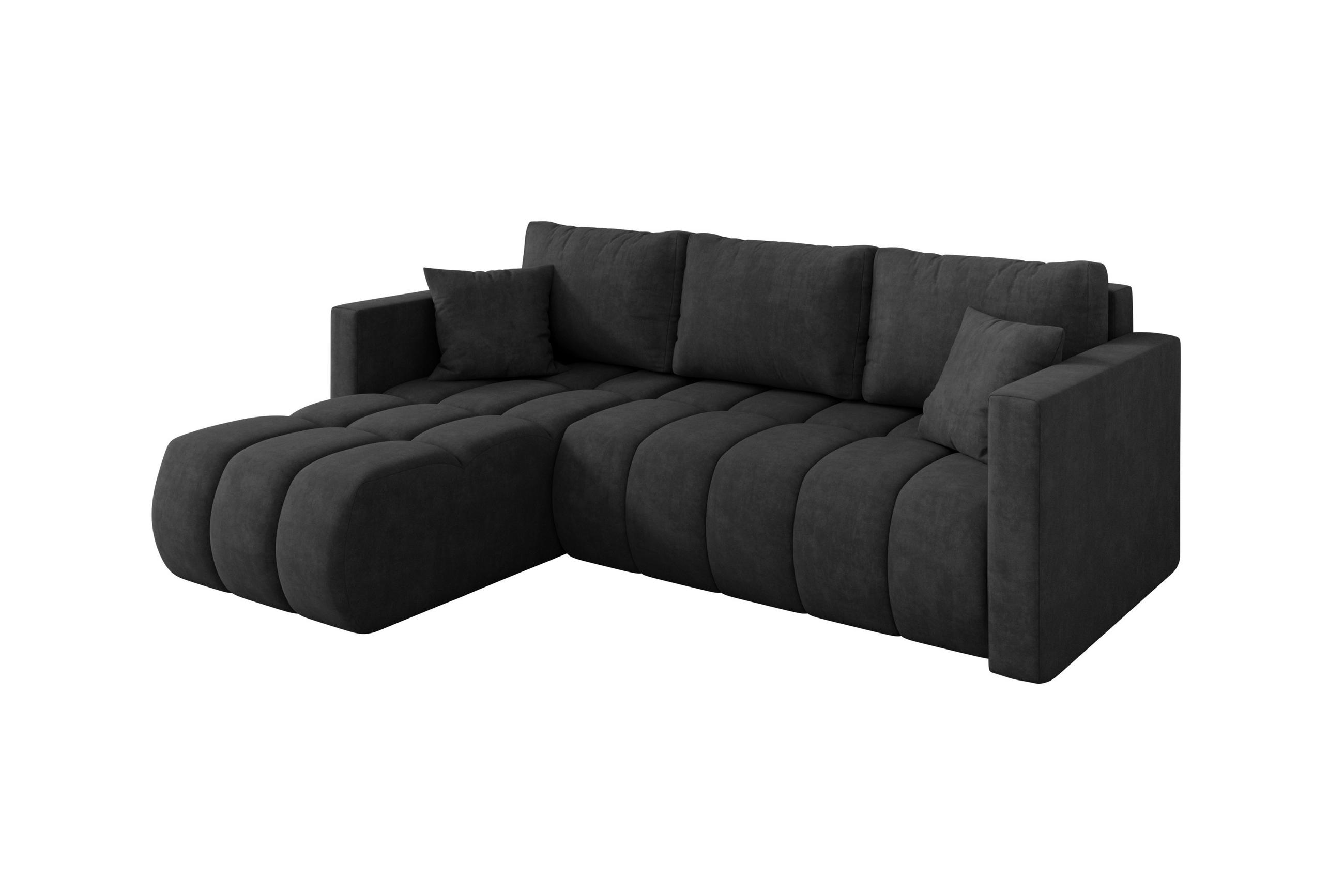 ALTDECOR ROHOVÁ SEDAČKA s funkcí spaní, otoman vlevo GARD-L 226x146x85 tmavě šedá velur