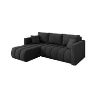 ROHOVÁ SEDAČKA s funkcí spaní, otoman vlevo GARD-L 226x146x85 tmavě šedá velur - černá/antracitová, kompozitní dřevo/textil (226/146cm) - ALTDECOR