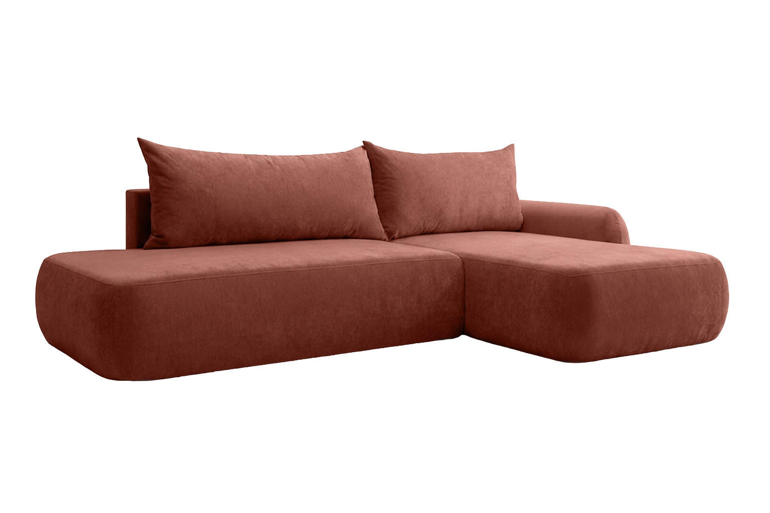 ECKSOFA Mit Schlaffunktion Und Bettkasten, Velvet-Stoff Vena, Kupfer, Rechts, HELA I - Kupferfarben, Holz (302/184cm) - Kaiser Möbel