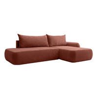ECKSOFA Mit Schlaffunktion Und Bettkasten, Velvet-Stoff Vena, Kupfer, Rechts, HELA I - Kupferfarben, Holz (302/184cm) - Kaiser Möbel