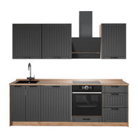 KÜCHENZEILE Fame-Line, Dunkelgrau/Goldkraft Eiche, 230 cm, AP Eiche - Honigeiche/Dunkelgrau, Holzwerkstoff (230/206.8/60cm) - Vicco