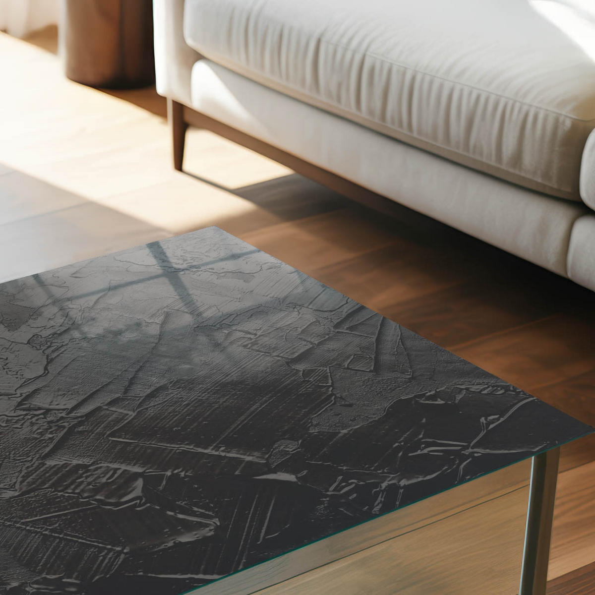 TISCHPLATTE 50x50 cm – Abstrakte Textur - Grün, Glas (50/50/0.4cm) - Wallfluent