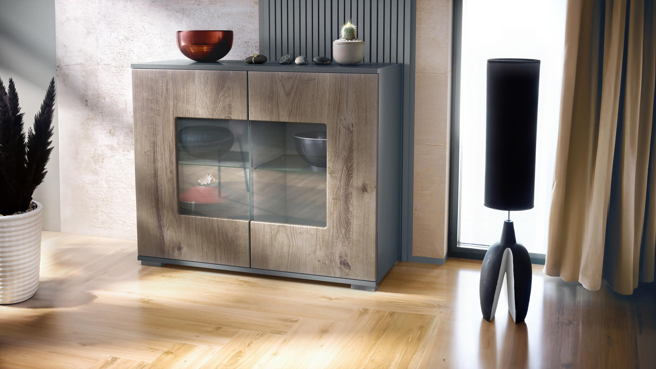 KOMMODE Grömitz Eiche Ribbeck - Alteiche, Holzwerkstoff (92.5/75.5/35cm) - Vladon