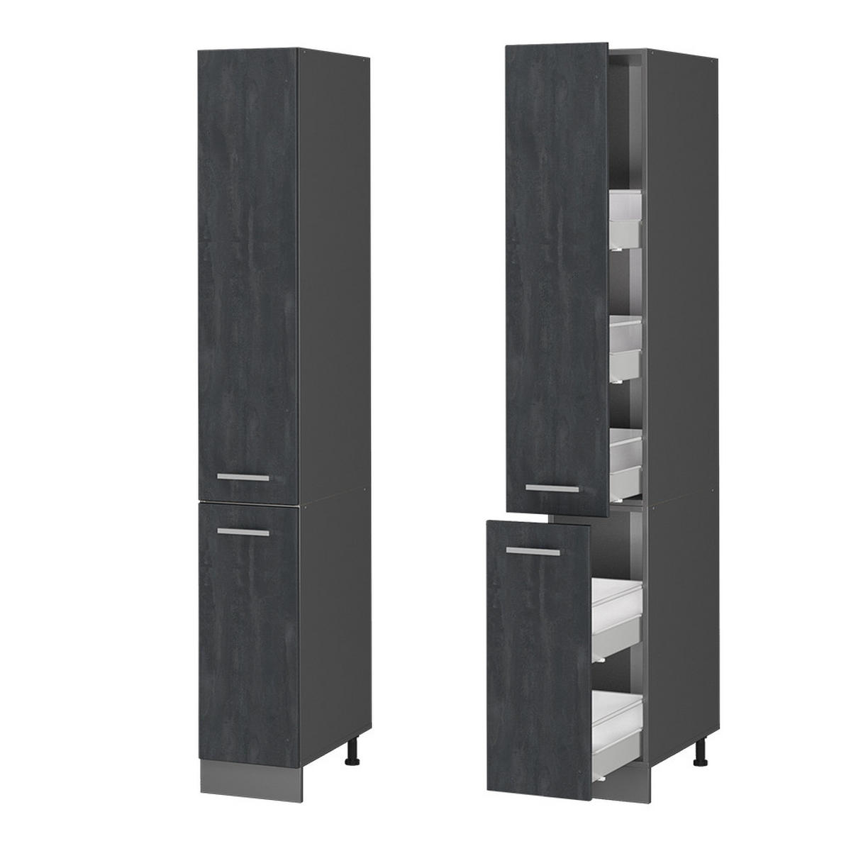 APOTHEKERSCHRANK R-Line Schwarz Beton 30 cm - Anthrazit/Schwarz, Holzwerkstoff (30/206.8/57.2cm) - Vicco