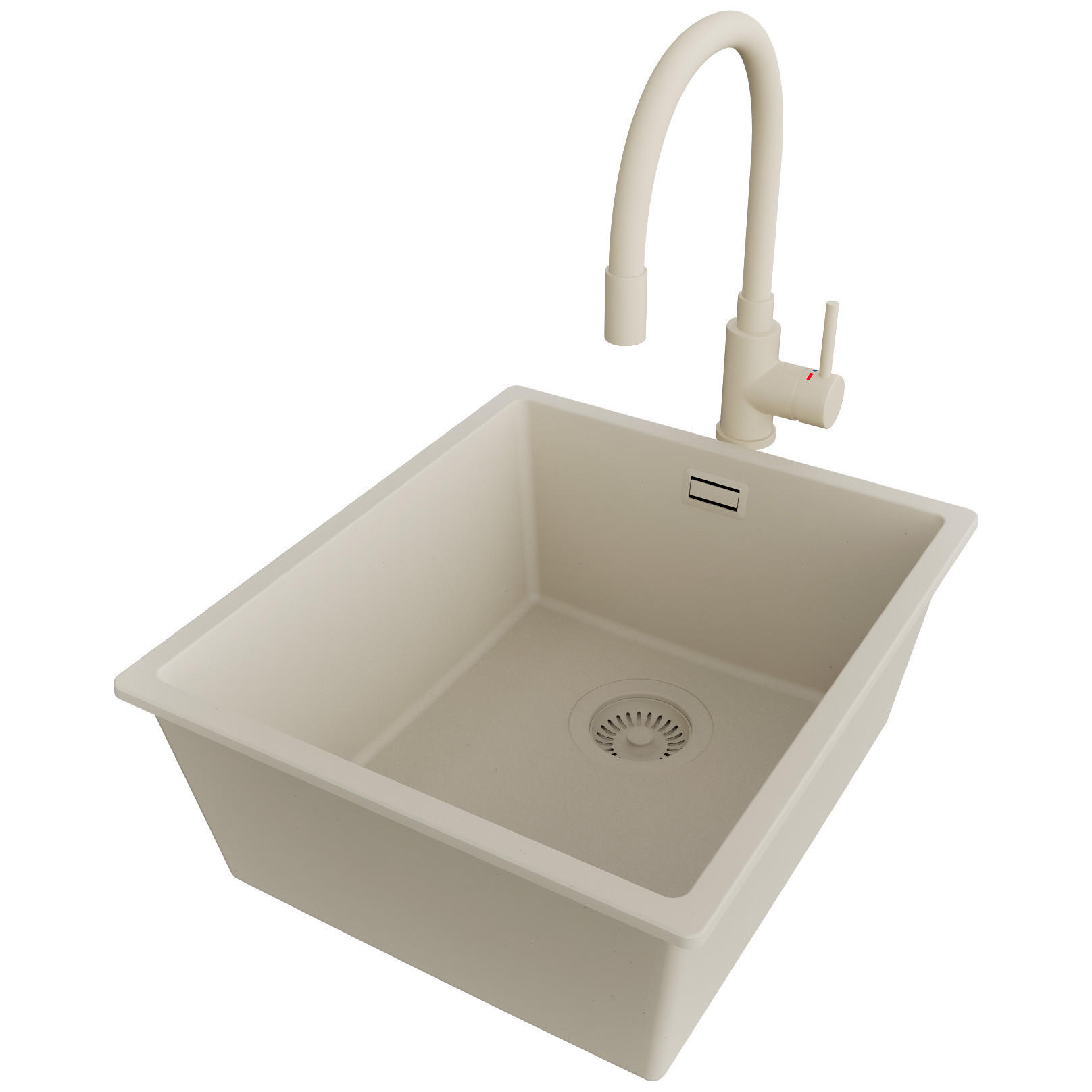 UNTERBAUSPÜLE GRANIT London, 2-er set Beige 41/47 cm 1 Becken + Küchenarmatur 38/14 cm + Ablauf-Set ab 45er Unterschrank - Beige, Kunststoff (41/20/47cm) - Primagran